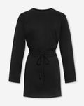 BELTED LONG SLEEVE TEE DRESS BLACK