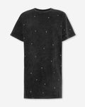 HEART EMBROIDERY TEE DRESS ACID GREY