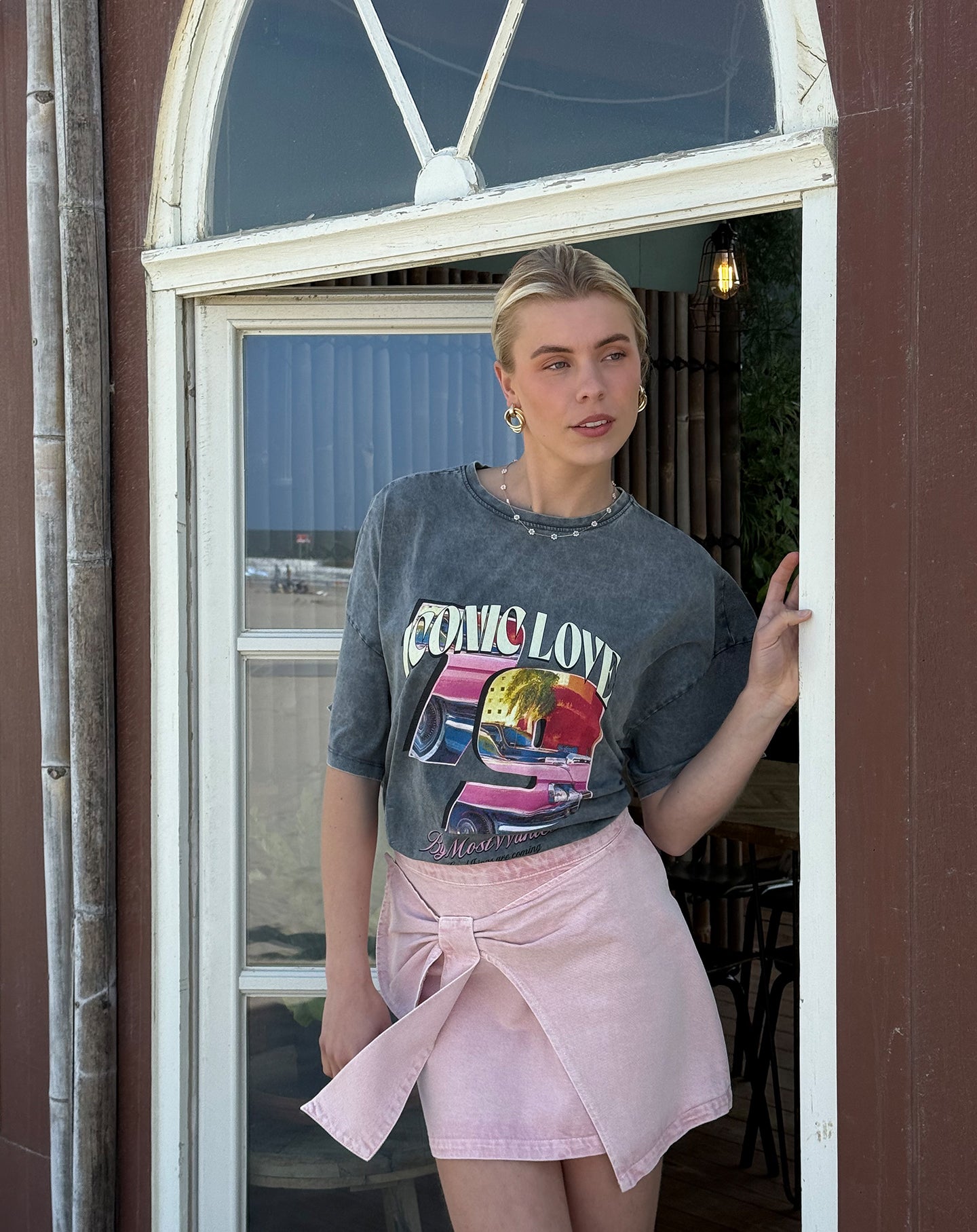 ICONIC LOVE OVERSIZED TEE ACID LIGHT GREY