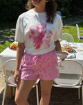 FLUFFY FLOWER JACQUARD SHORTS PINK
