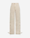 SIDE LACE UP JEANS BEIGE