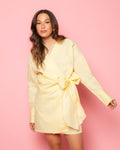 JANE WRAP BLOUSE DRESS BUTTER YELLOW