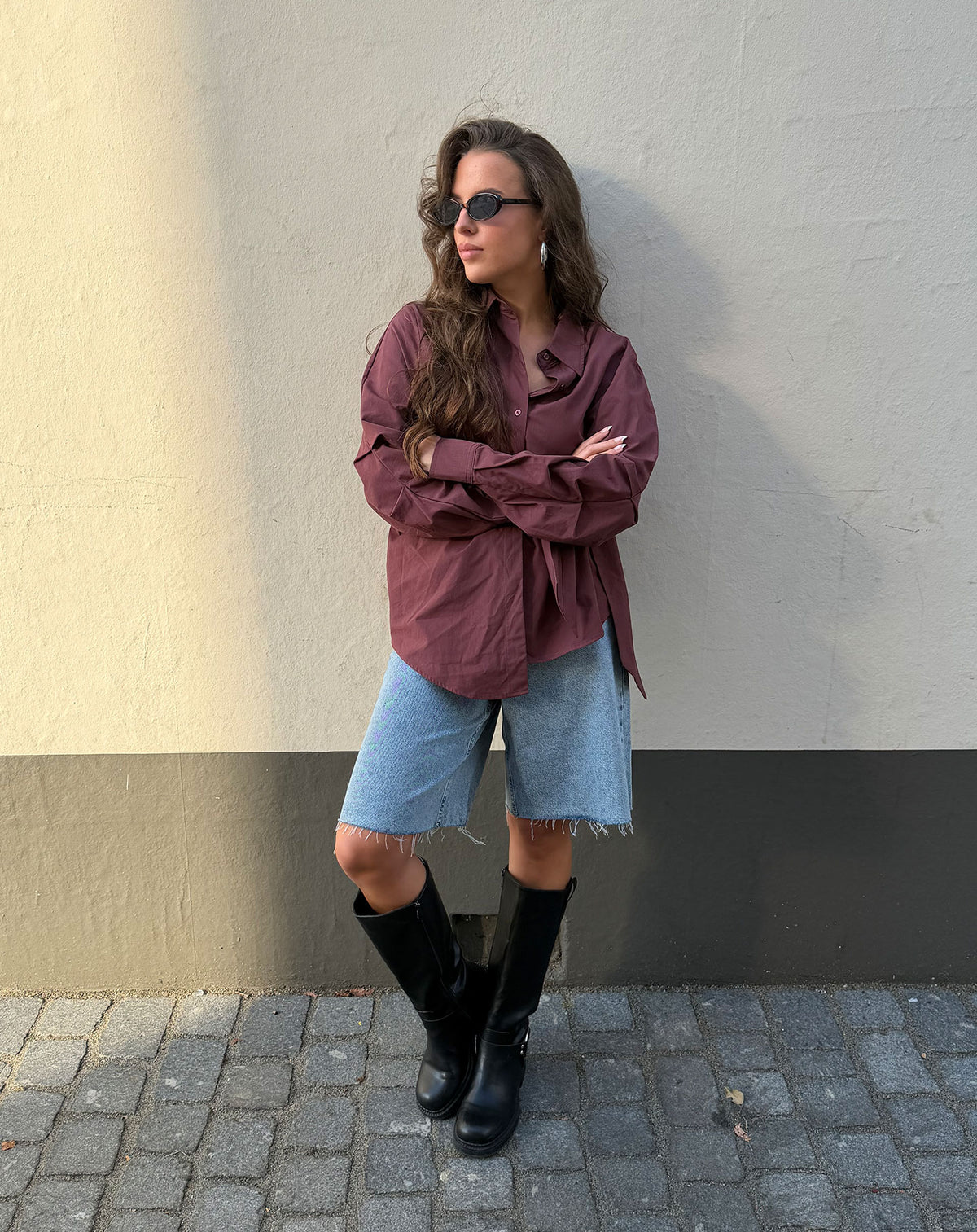 BAGGY DENIM JORT MID BLUE