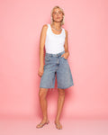 BAGGY DENIM JORT MID BLUE