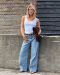 SEAM WIDE LEG JEANS LIGHT BLUE