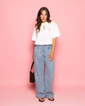 SEAM WIDE LEG JEANS LIGHT BLUE