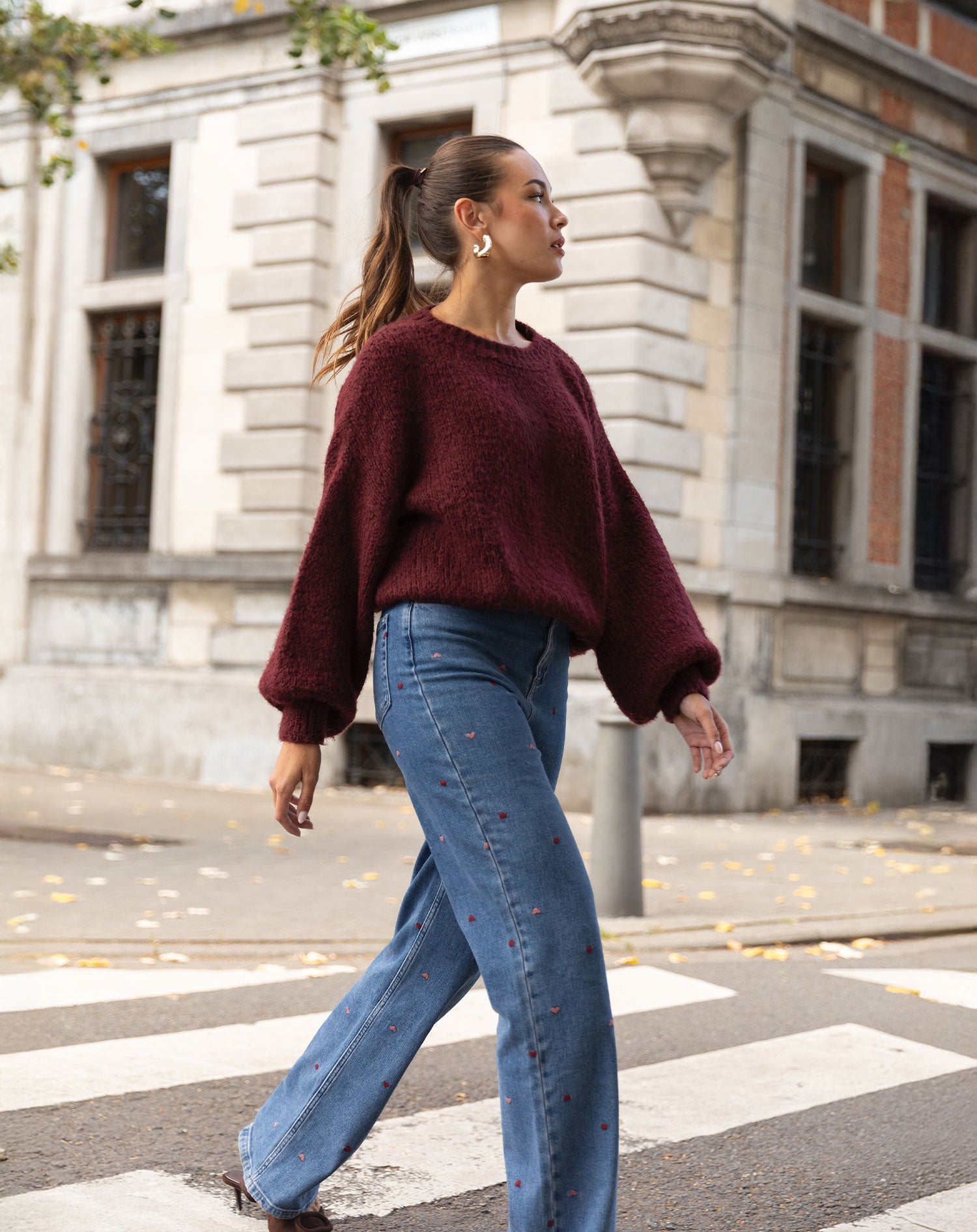 HEART MIX BOOTCUT JEANS RED