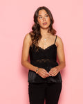 LACE PINTUCK TOP BLACK