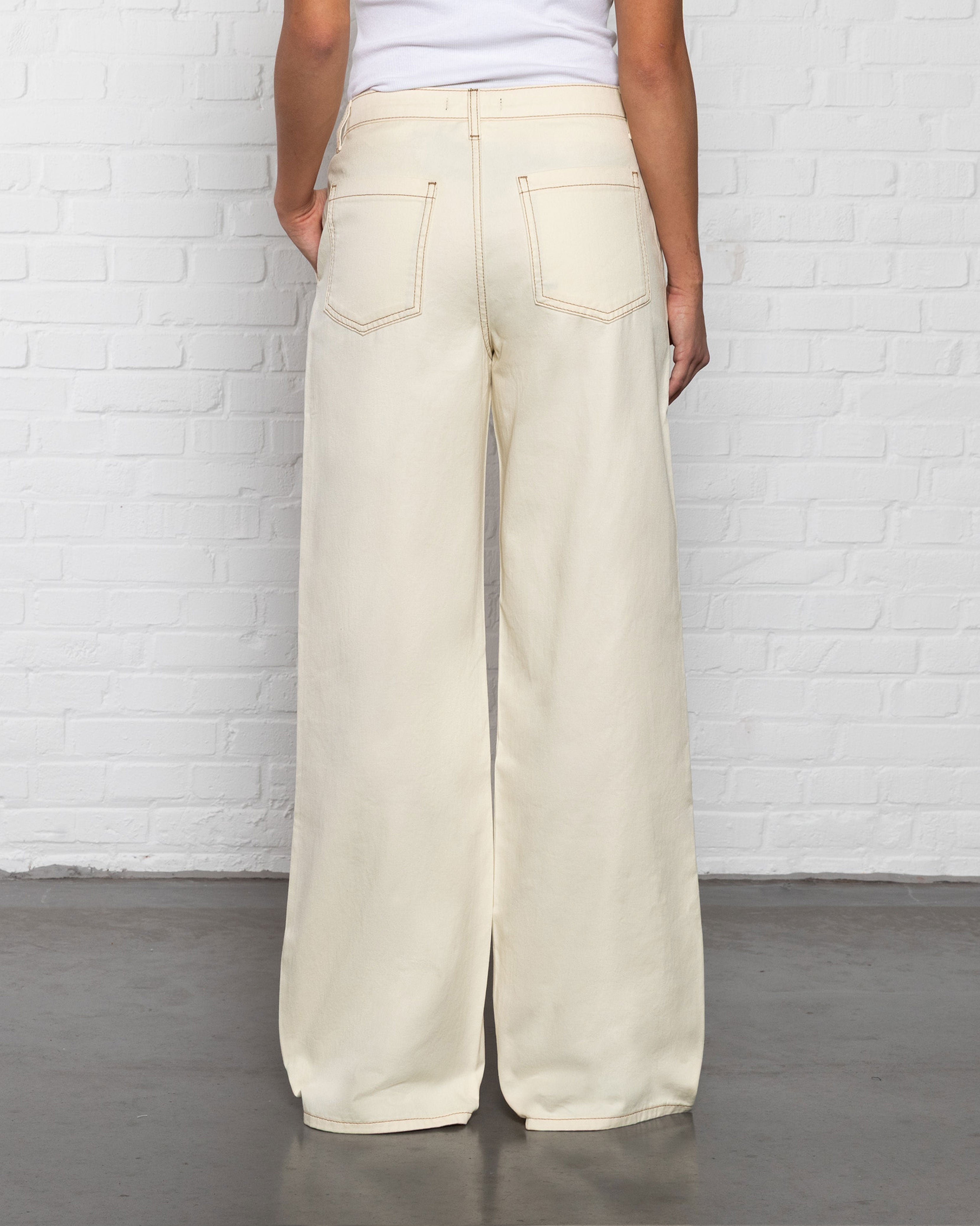 FLOWY DENIM WIDE LEG JEANS CRÈME