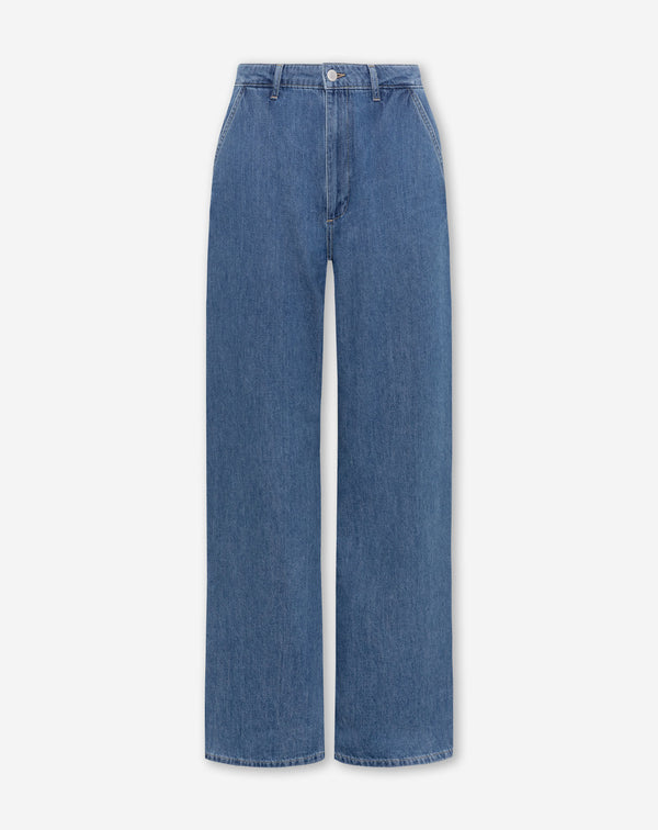 FLOWY DENIM WIDE LEG JEANS MID BLAUW