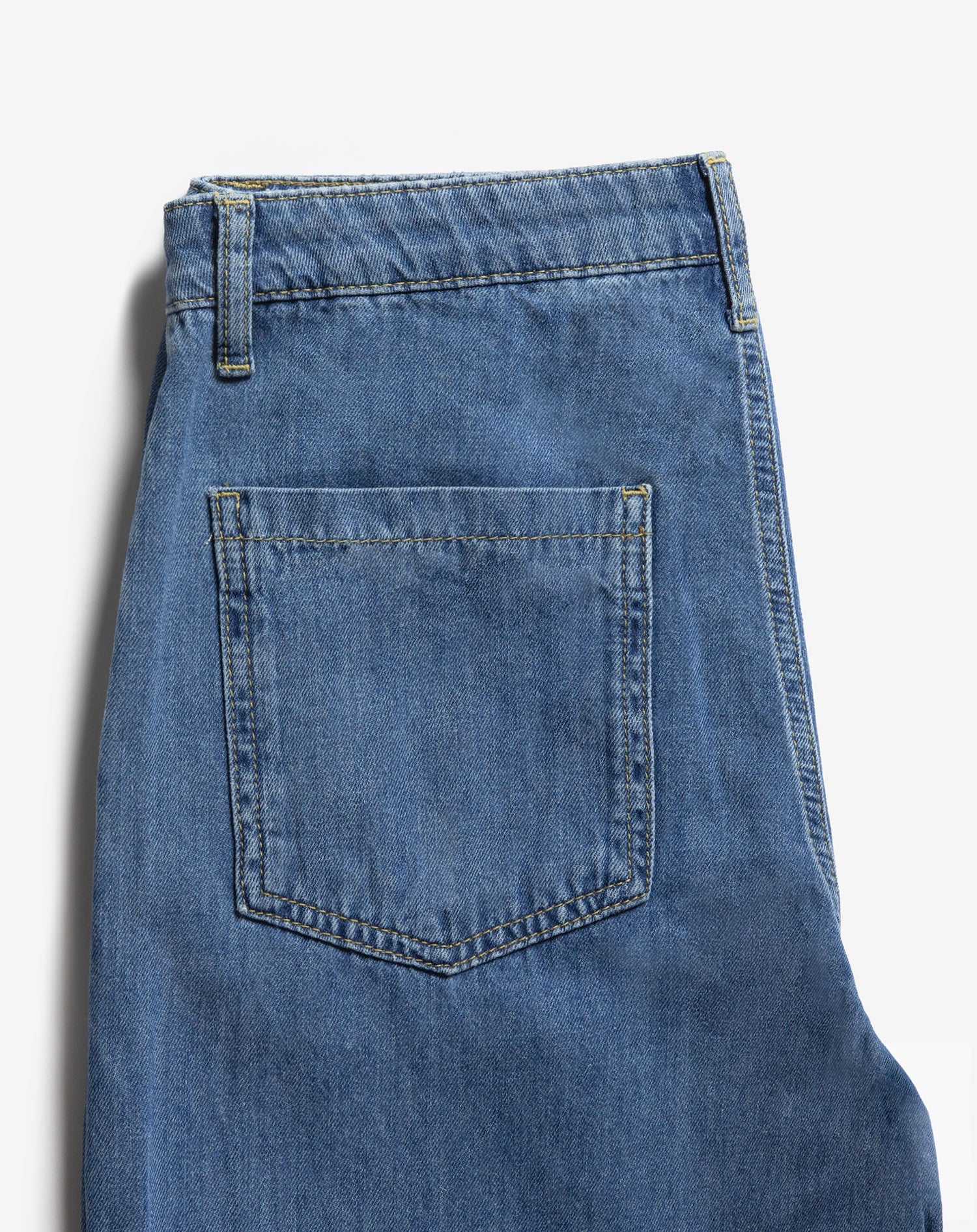 FLOWY DENIM WIDE LEG JEANS MID BLUE