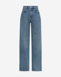 STUD PEARL STRAIGHT LEG JEANS  BLAUW