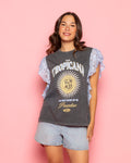 TROPICANA LACE ACID TEE BLAUW