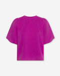 SCUBA SHORT PUFF SLEEVE SWEATER MAGENTA
