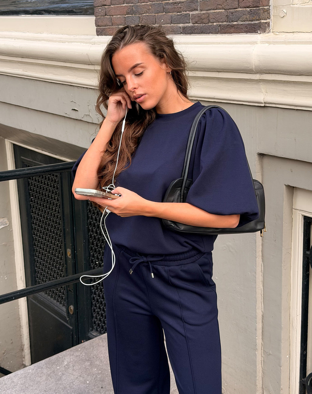 SCUBA SHORT PUFF SLEEVE SWEATER MARINEBLAUW