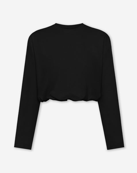 n*)様 sleeve tuck cropped long tee ブラック MW00754-BLACK_1_Cropped-bubble