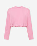 CROPPED BUBBLE HEM LONG SLEEVE TEE ROZE