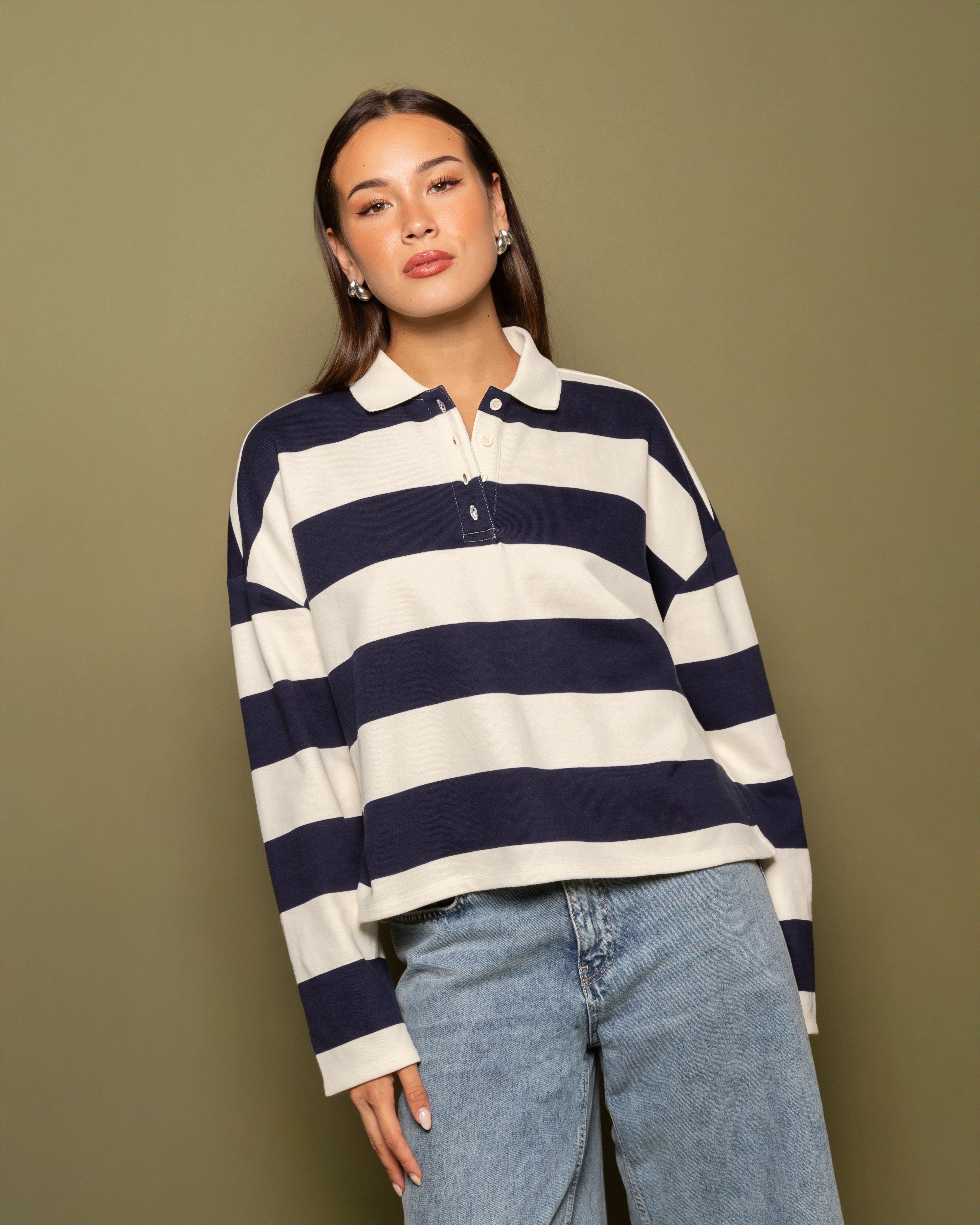 STRIPED SWEATER POLO MARINEBLAUW