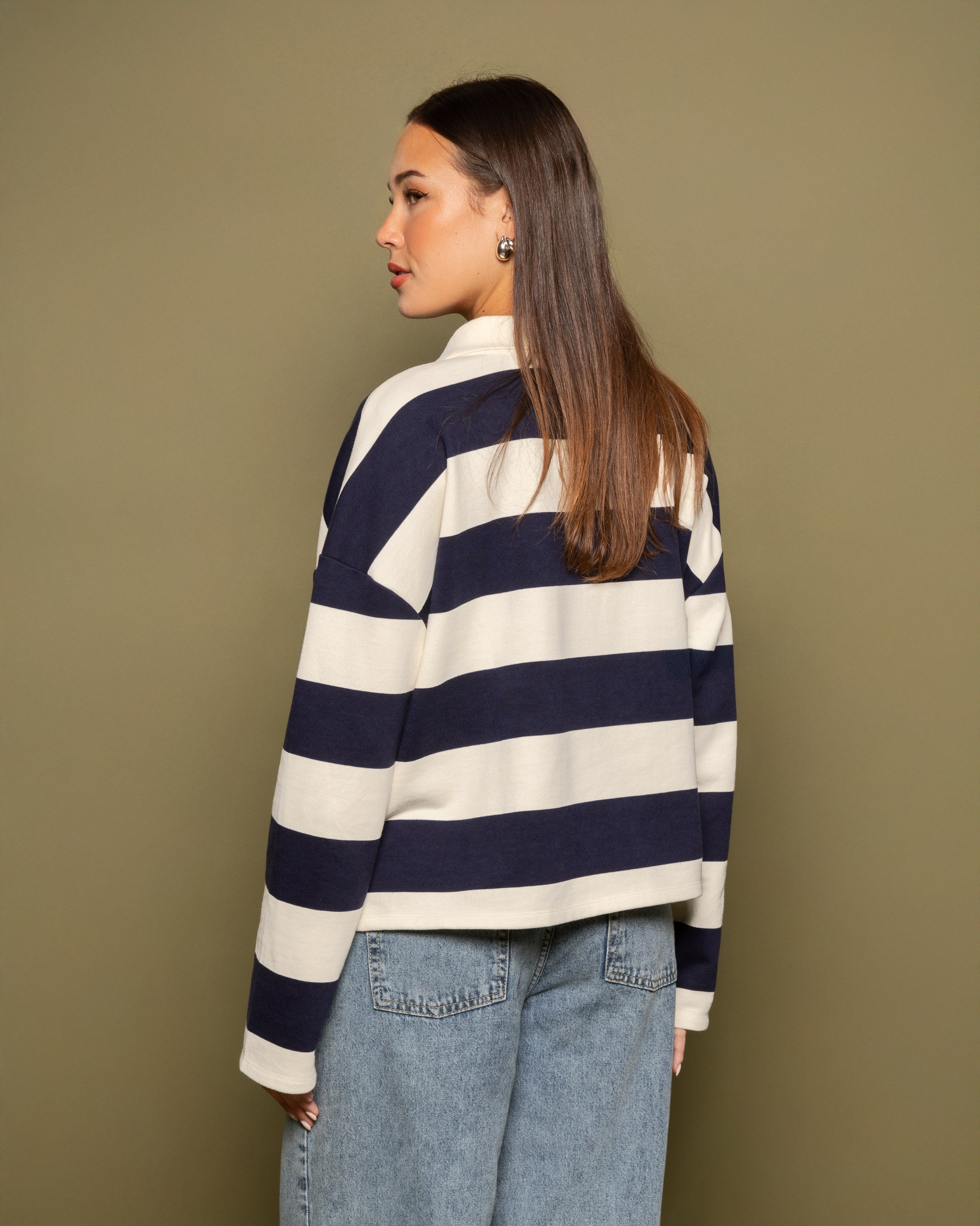 STRIPED SWEATER POLO MARINEBLAUW