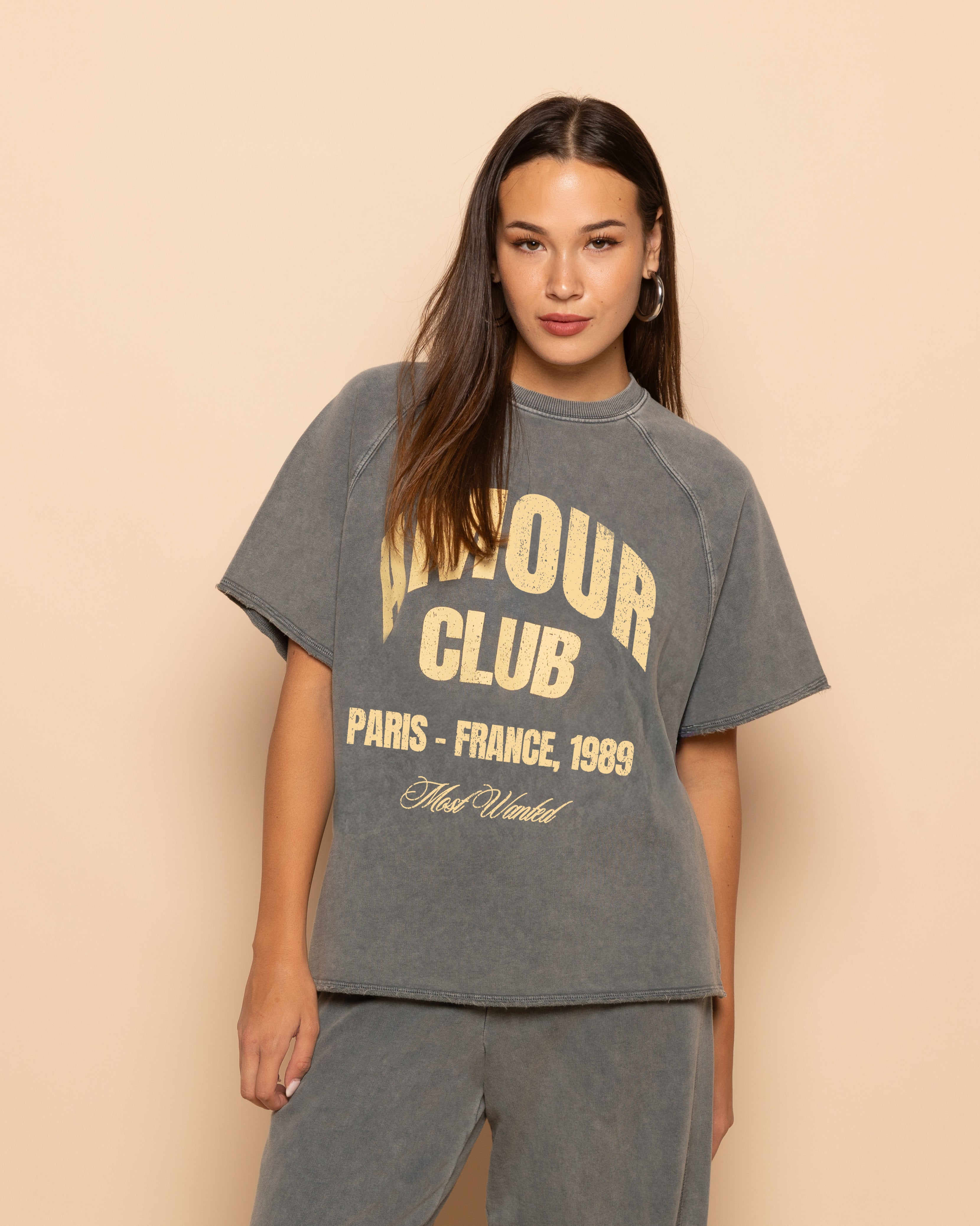 WIDE LEG SWEAT PANTS PETITE ACID GREY