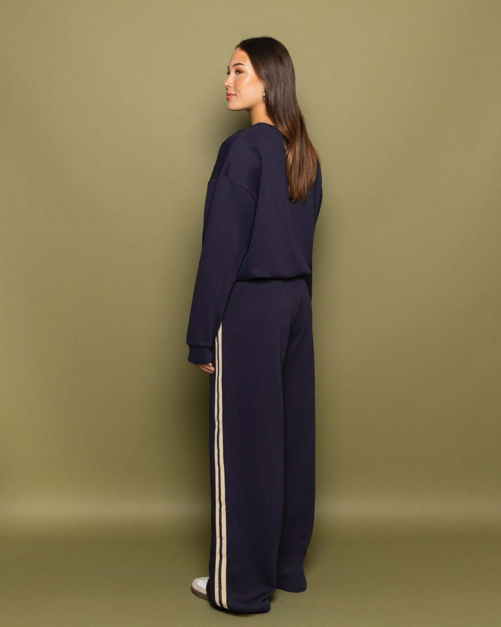 WIDE LEG TAPE SWEAT PANTS MARINEBLAUW