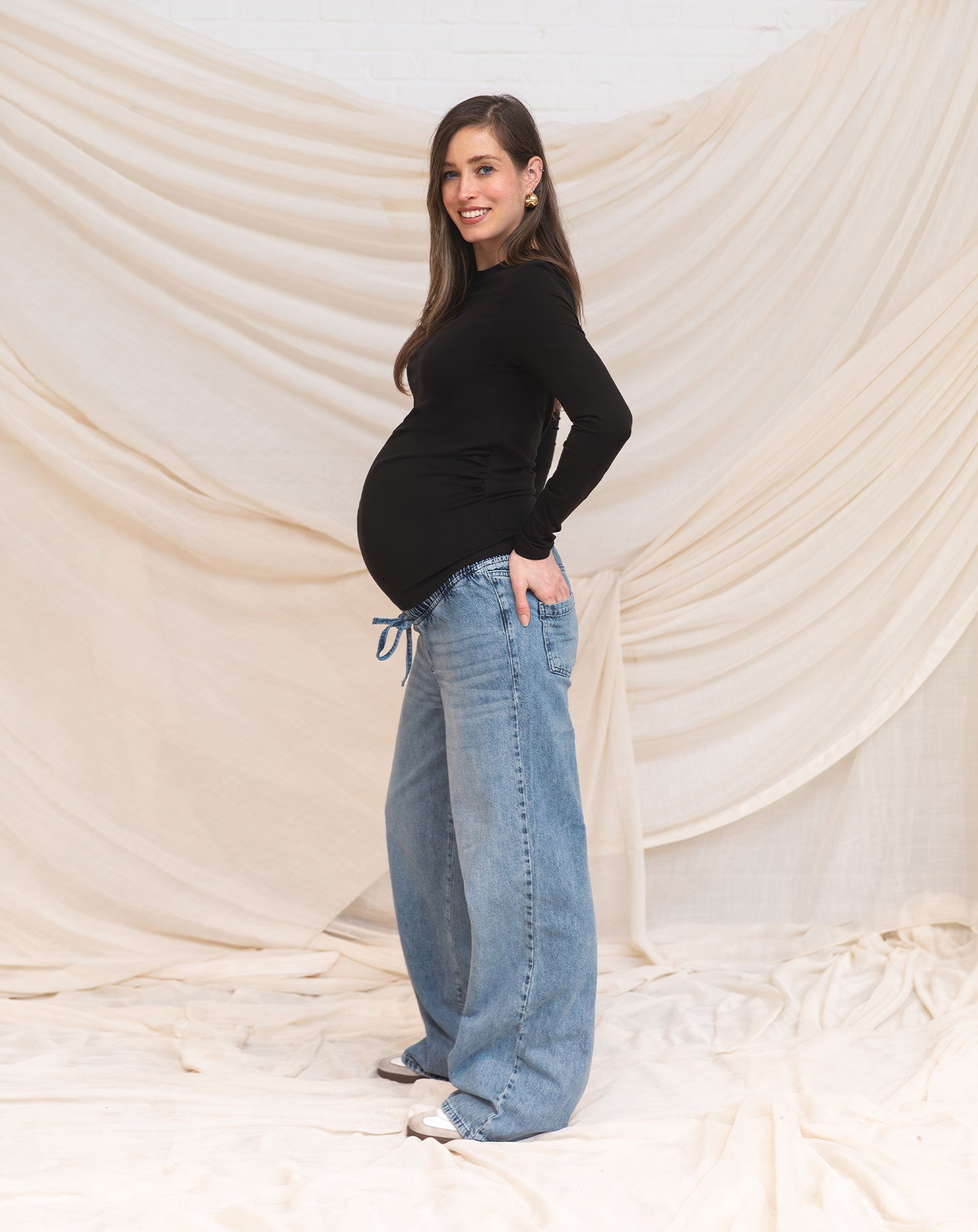 CORD WIDE LEG JEANS MATERNITY BLUE