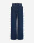 STUD HEART WIDE LEG JEANS  DARK BLUE