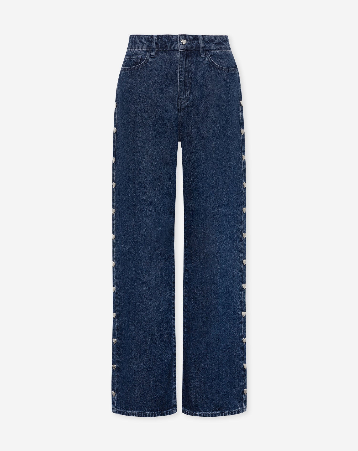 STUD HEART WIDE LEG JEANS DONKERBLAUW