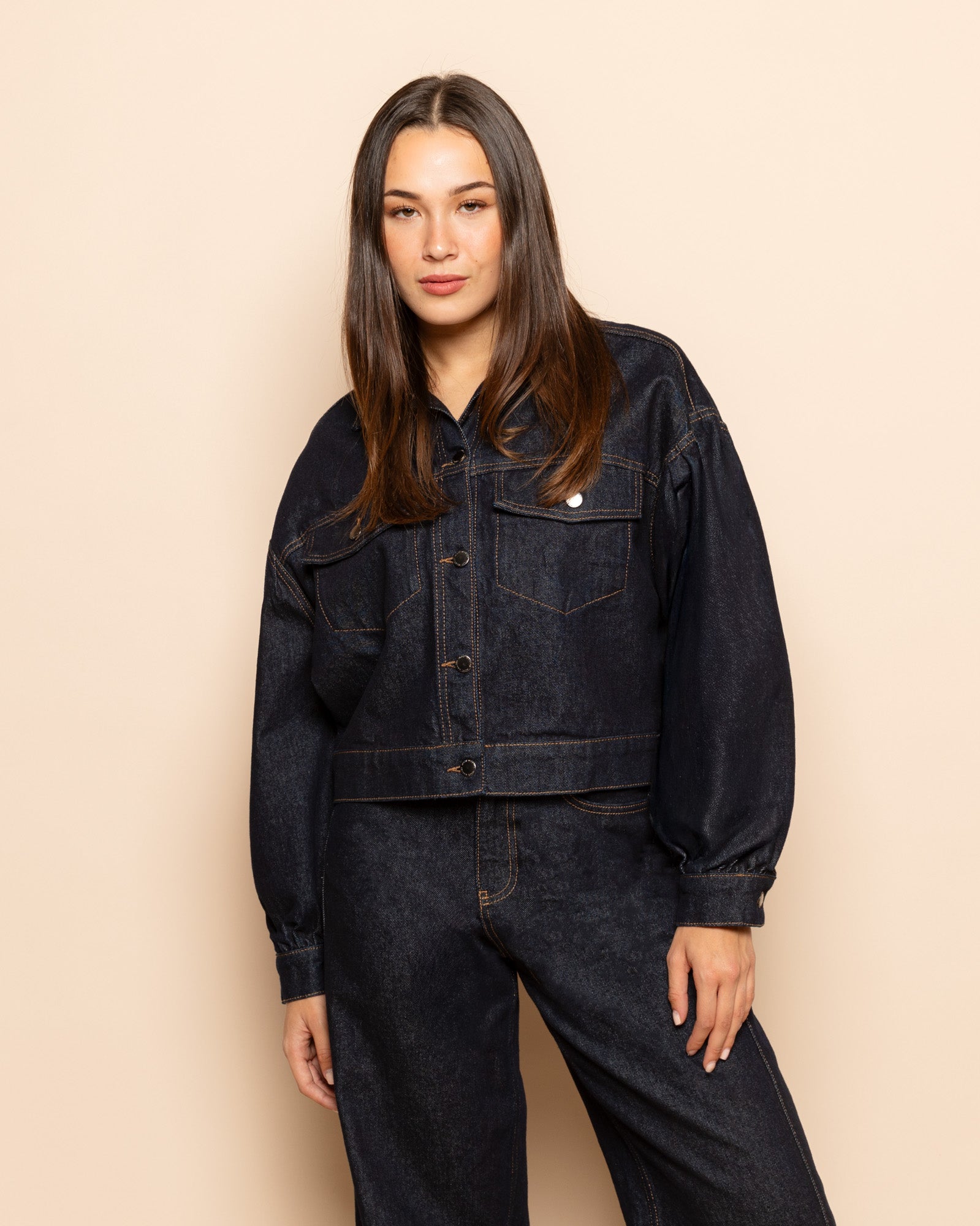 DENIM BALLOON JACKET RIGID BLUE