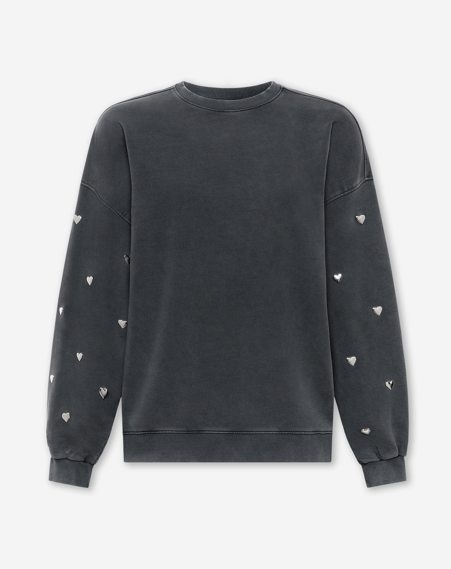 HEART STUD SLEEVE OVERSIZED SWEATER ACID GRIJS