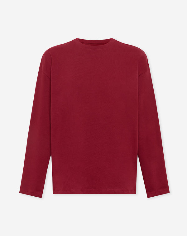 BASIC LONG SLEEVE OVERSIZED TEE DONKERROOD