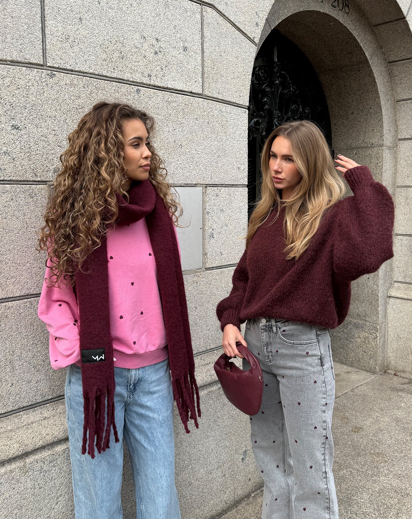 HEART EMBROIDERY SWEATER ACID ROZE