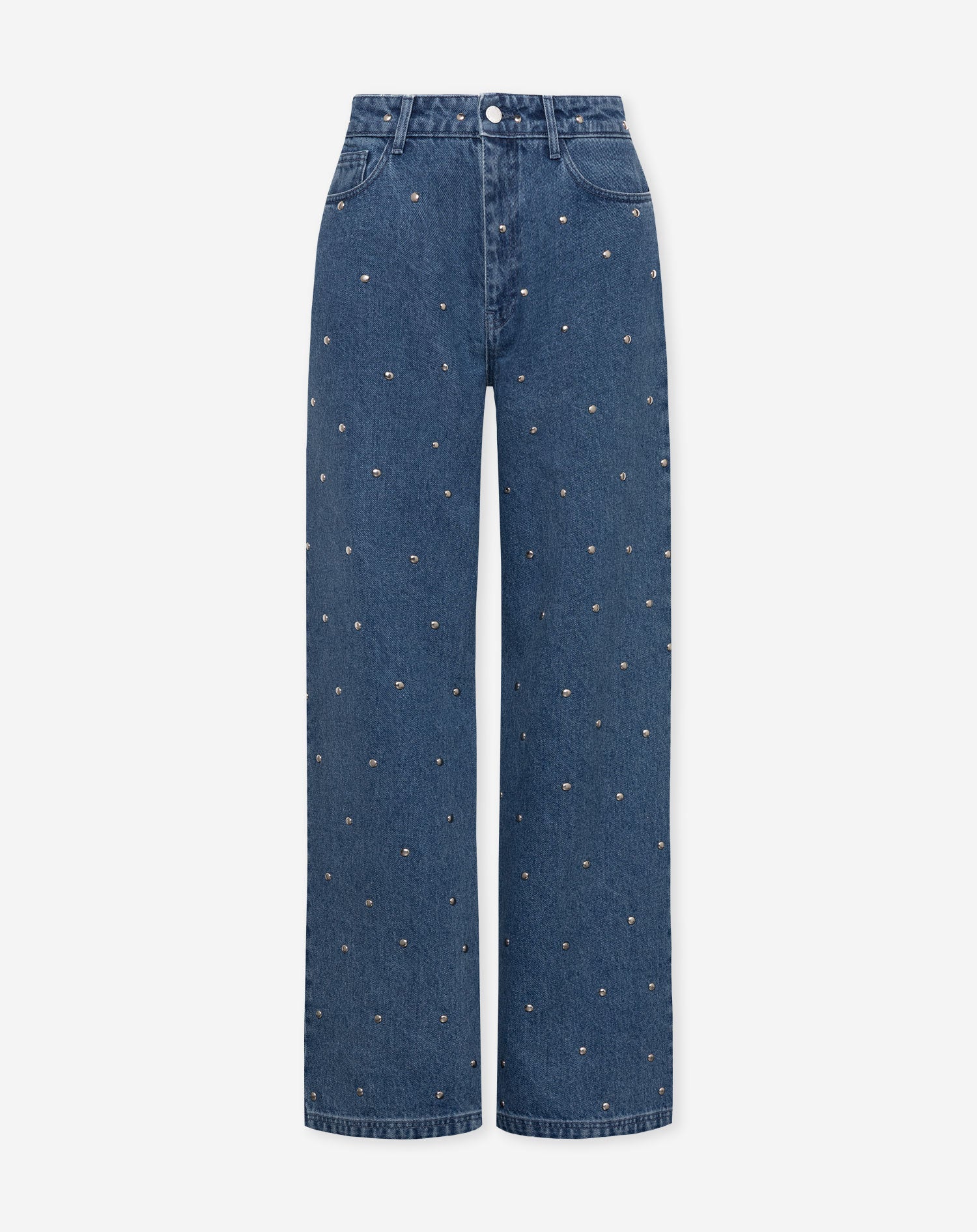 BIG STUD WIDE LEG JEANS BLAUW