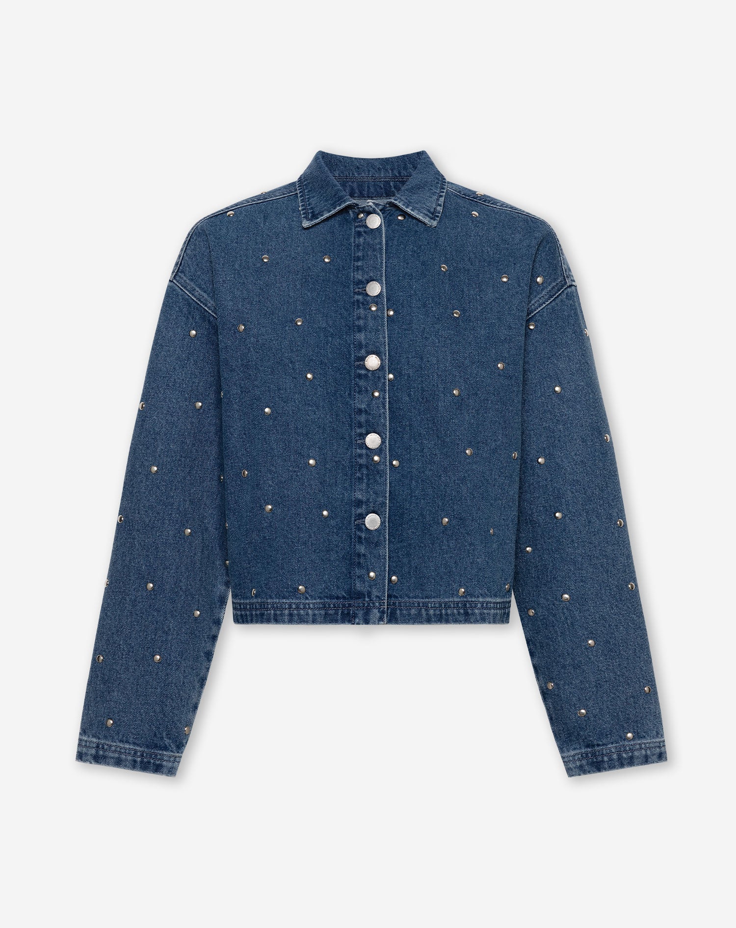 BIG STUD DENIM JACKET BLAUW