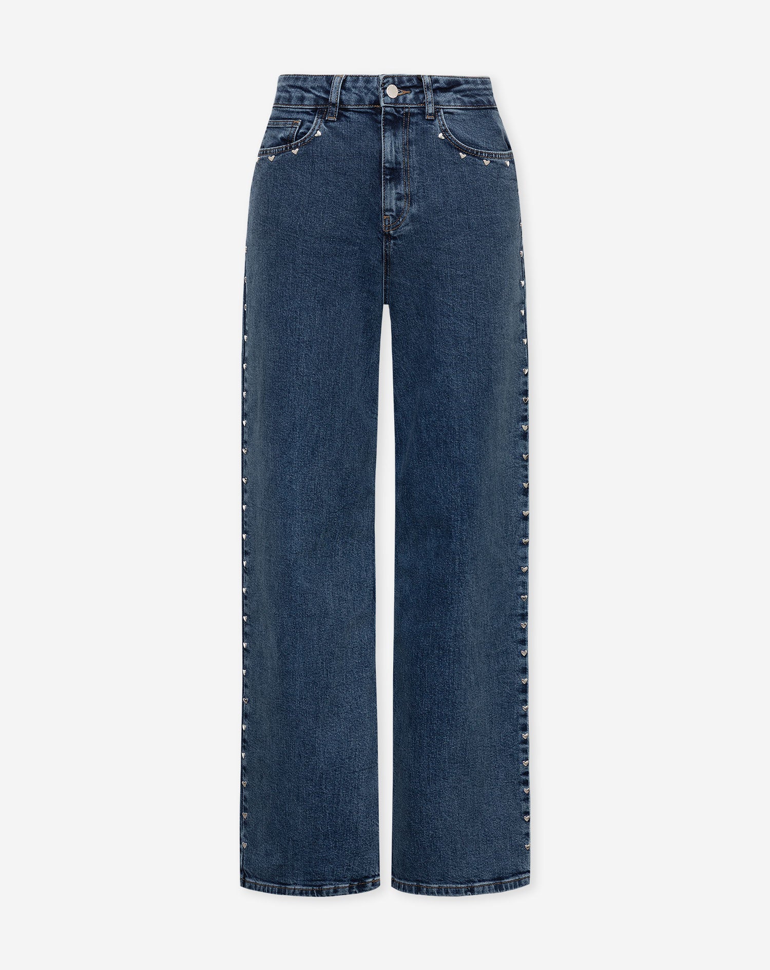 HEART STUD COMFORT WIDE LEG JEANS BLAUW