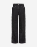 STUD COMFORT WIDE LEG JEANS DONKERGRIJS