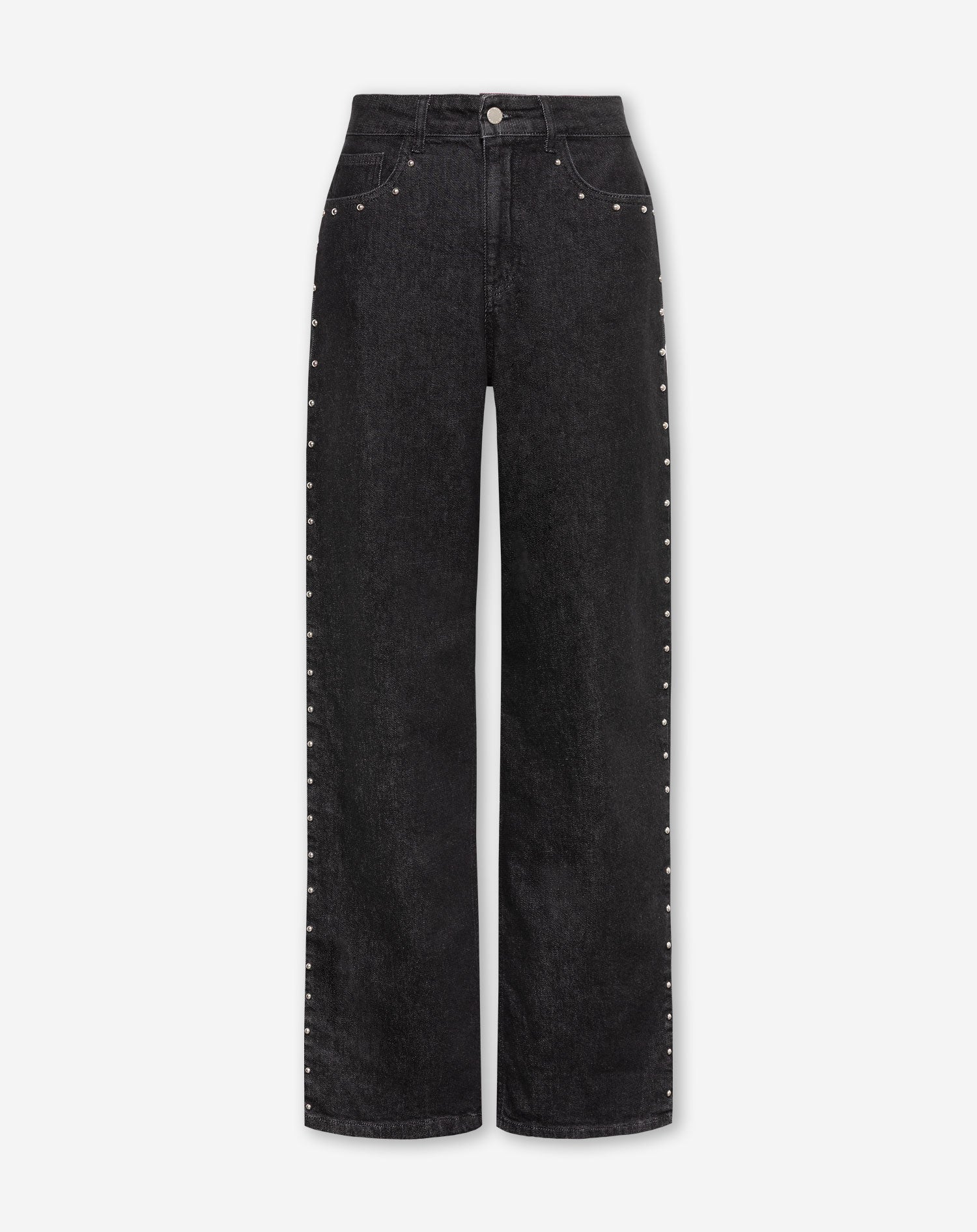STUD COMFORT WIDE LEG JEANS DONKERGRIJS