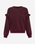 RUFFLE STUDS SWEATER DONKER BURGUNDY