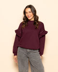 RUFFLE STUDS SWEATER DONKER BURGUNDY