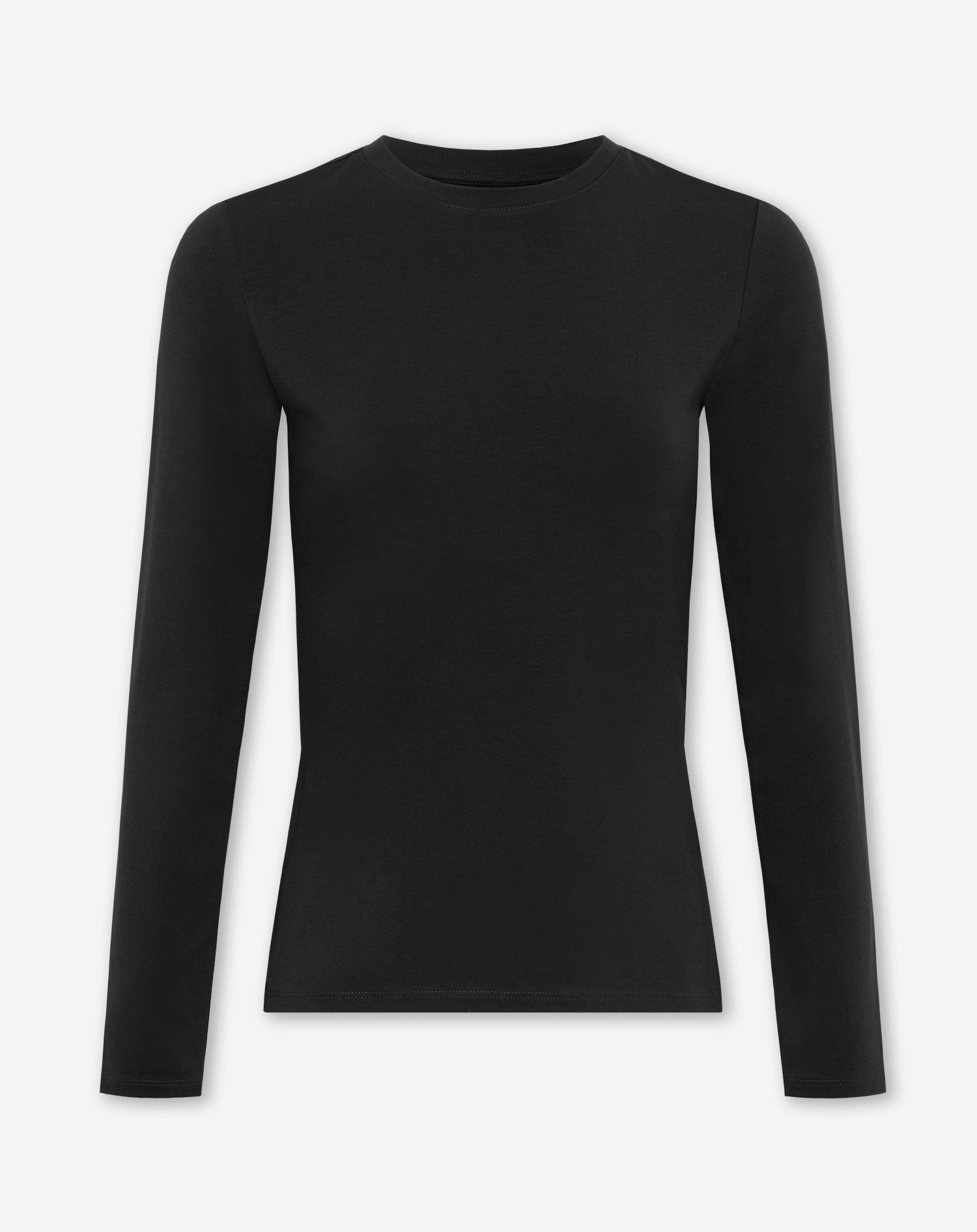 BASIC LONG SLEEVE FITTED TOP ZWART