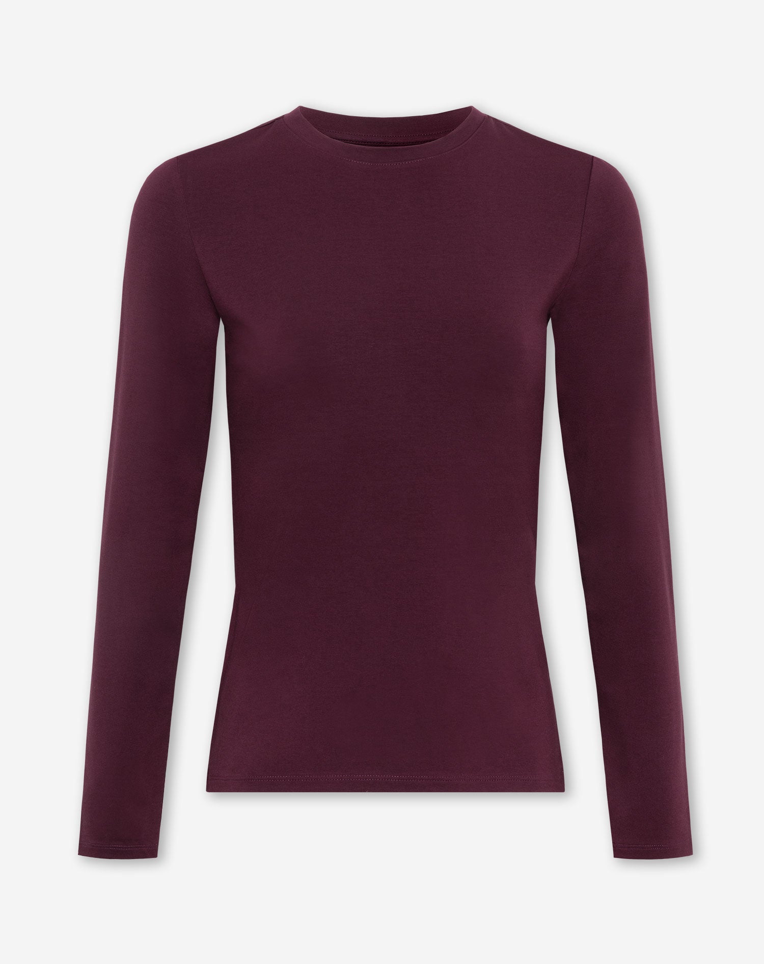 BASIC LONG SLEEVE FITTED TOP DONKER BURGUNDY
