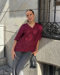 97 SATIN LACE OVERSIZED TEE DONKER BURGUNDY