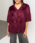 97 SATIN LACE OVERSIZED TEE DONKER BURGUNDY