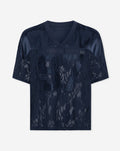 97 SATIN LACE OVERSIZED TEE NAVY