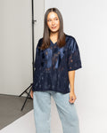97 SATIN LACE OVERSIZED TEE MARINEBLAUW