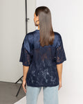 97 SATIN LACE OVERSIZED TEE MARINEBLAUW