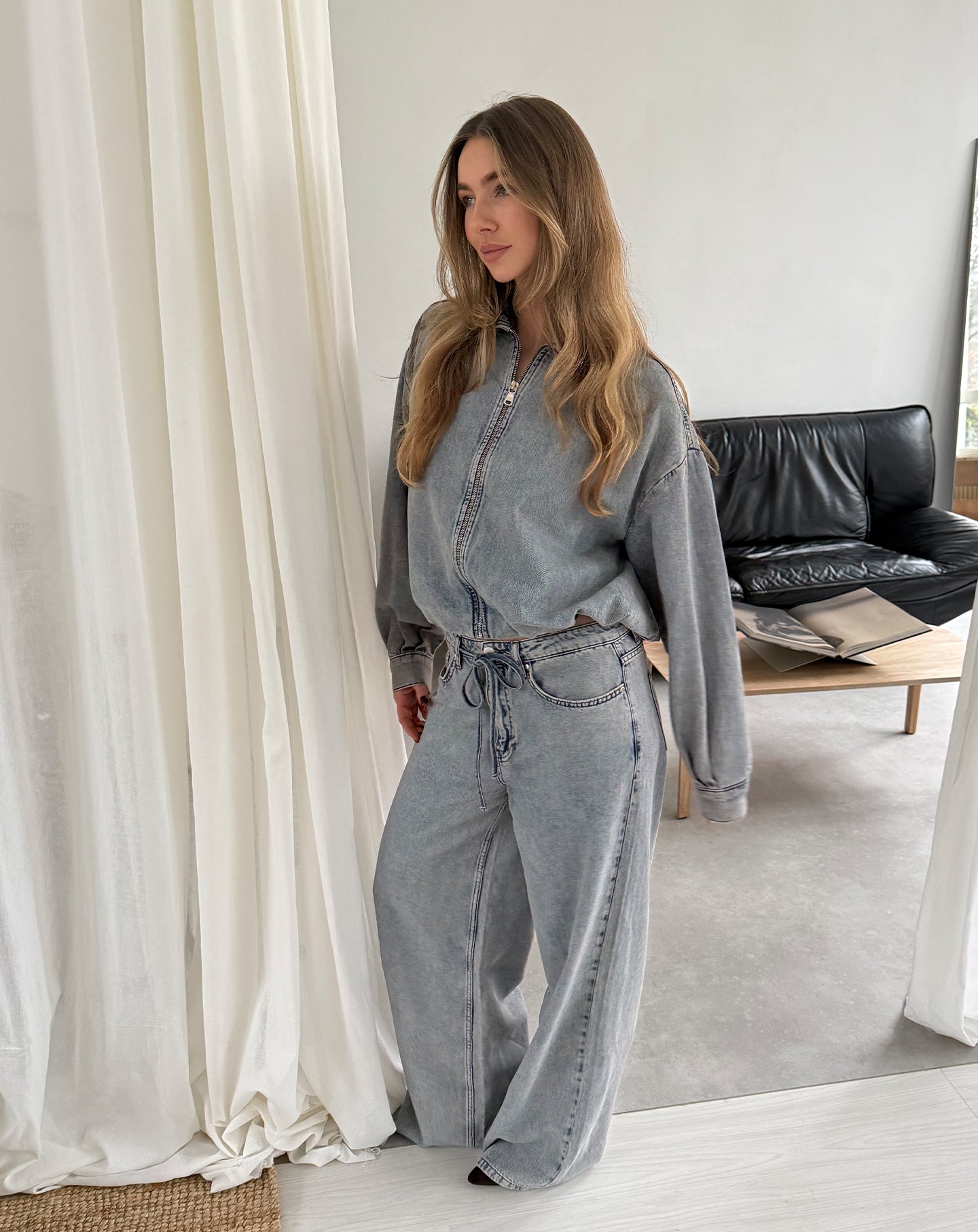 LOTTE BUBBLE HEM JACKET VINTAGE BLAUW