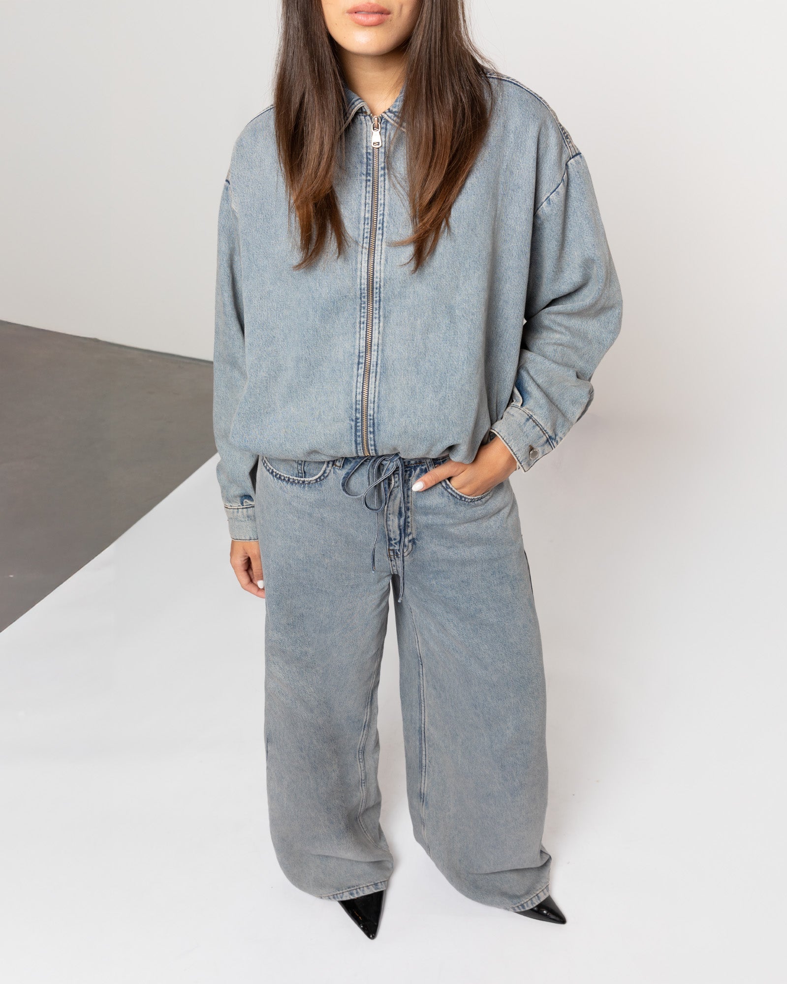 LOTTE BUBBLE HEM JACKET VINTAGE BLAUW