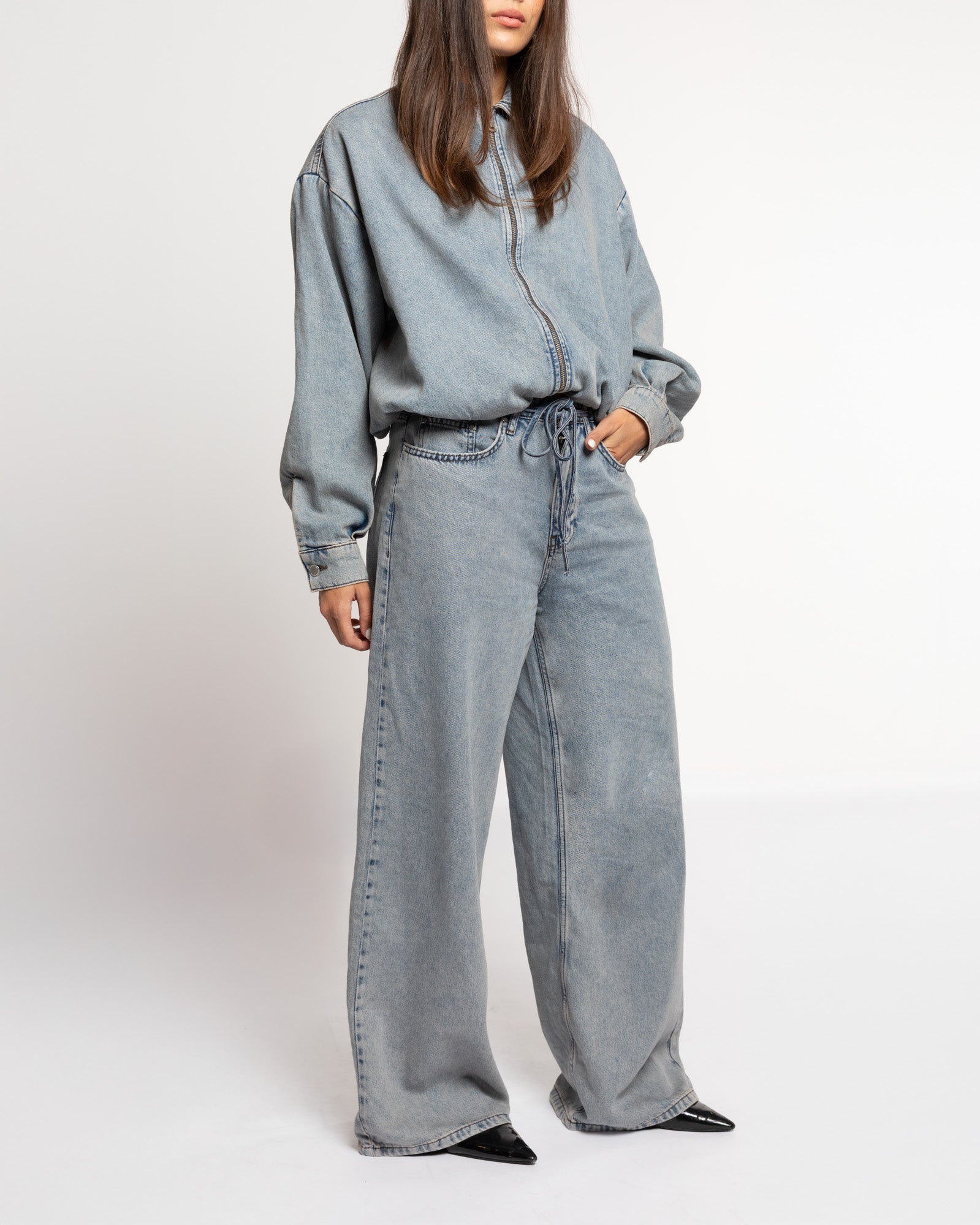 LOTTE BUBBLE HEM JACKET VINTAGE BLAUW