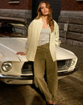 BARREL LEG JEANS DARK OLIVE GREEN